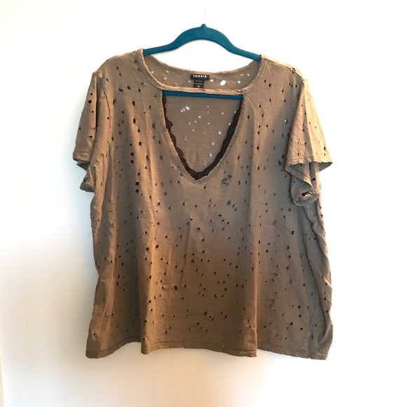 Torrid Army Green Burnout Top - Picture 3 of 4
